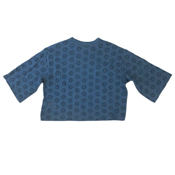 NWT Madewell Embroidered Wide-Sleeve Boxy Tee Sunfaded Blue Size XS - Picture 3 of 5